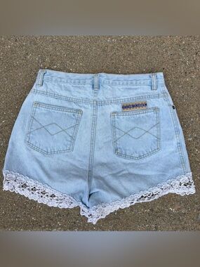 VTG Women’s Denim Jean Shorts Lace Trim Y2K Cottage Core Whimsy Cotton 13/14